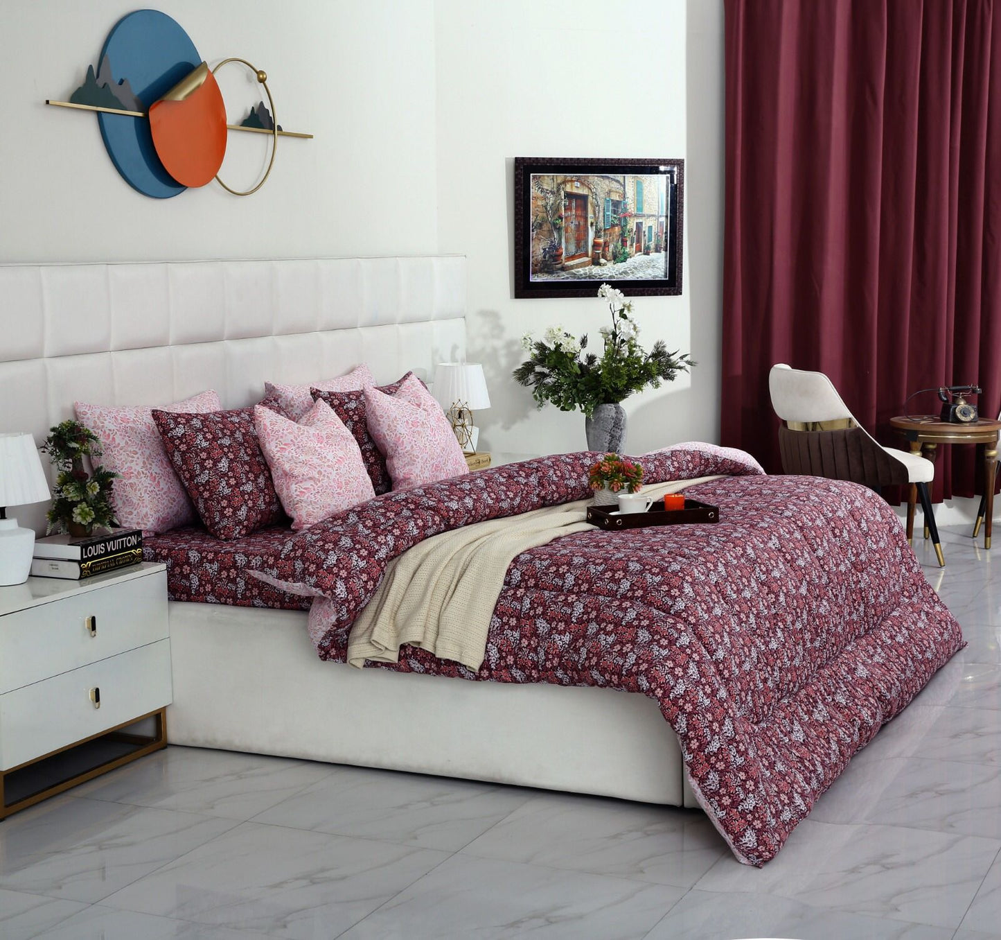 8 PCs Winter Comforter Set-Daisy Day Comforters Apricot