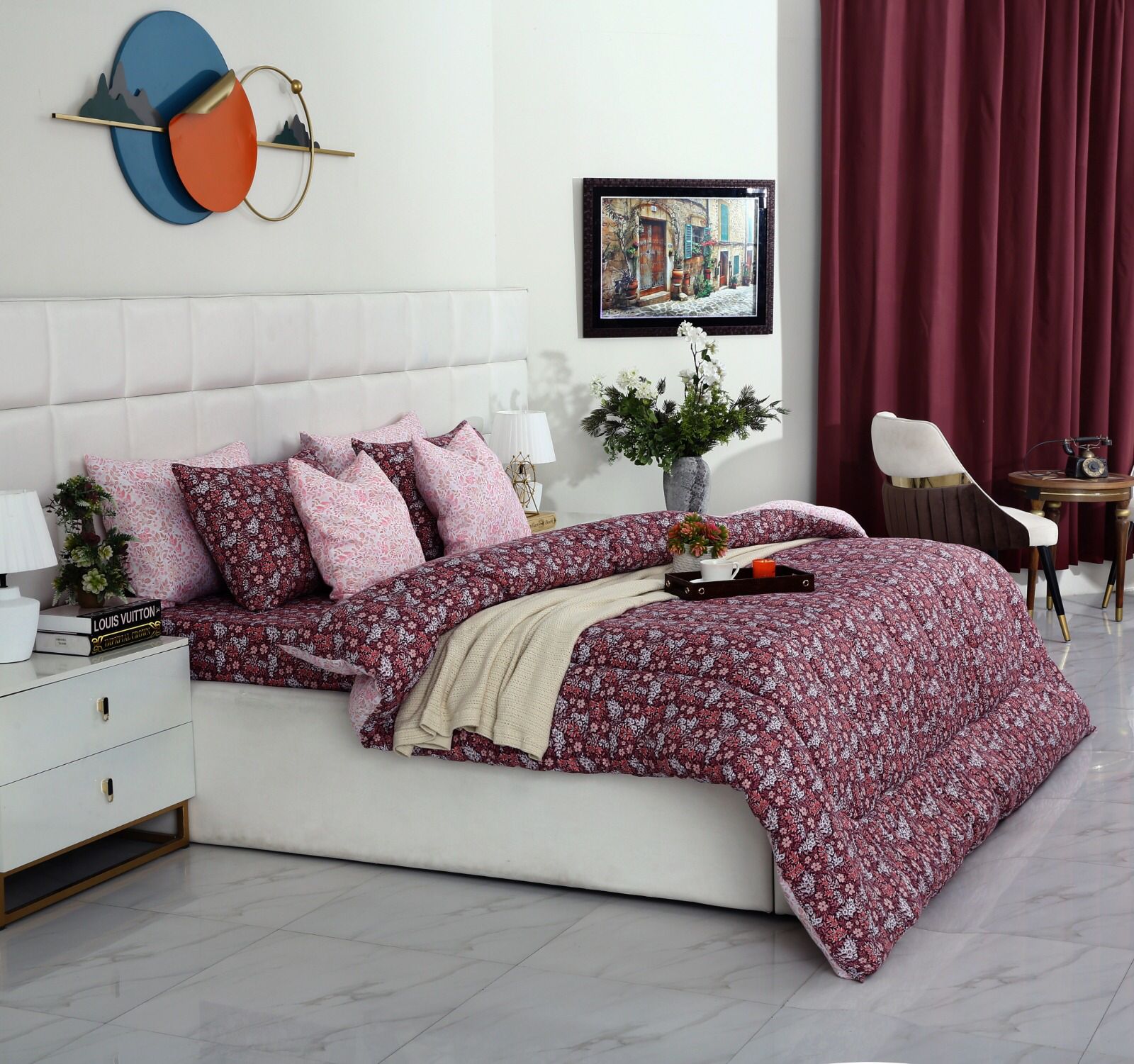 8 PCs Winter Comforter Set-Daisy Day Comforters Apricot