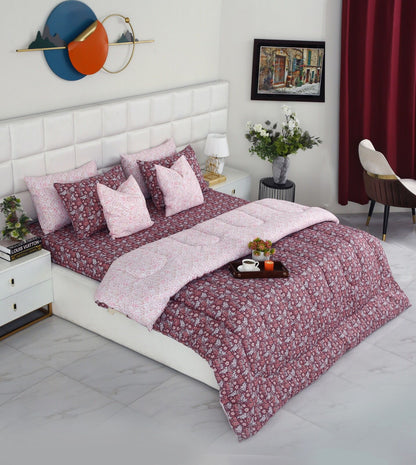 8 PCs Winter Comforter Set-Daisy Day Comforters Apricot