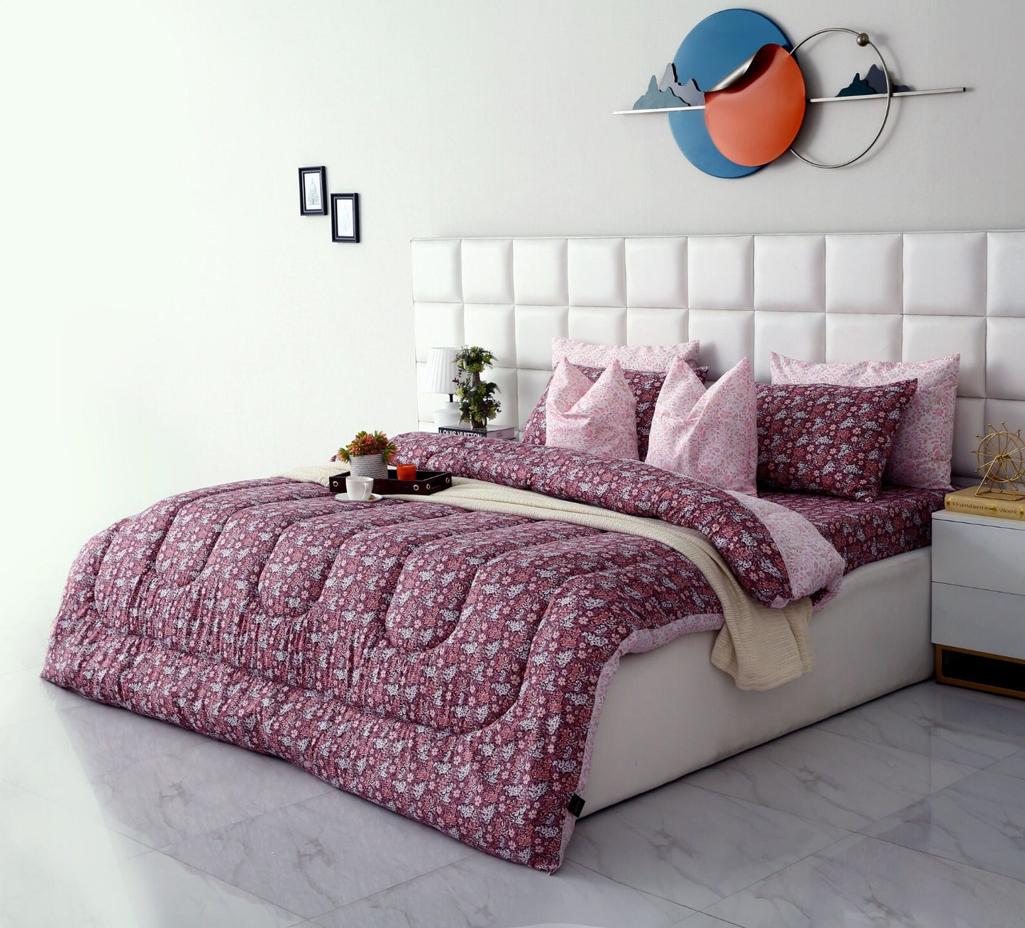 8 PCs Winter Comforter Set-Daisy Day Comforters Apricot