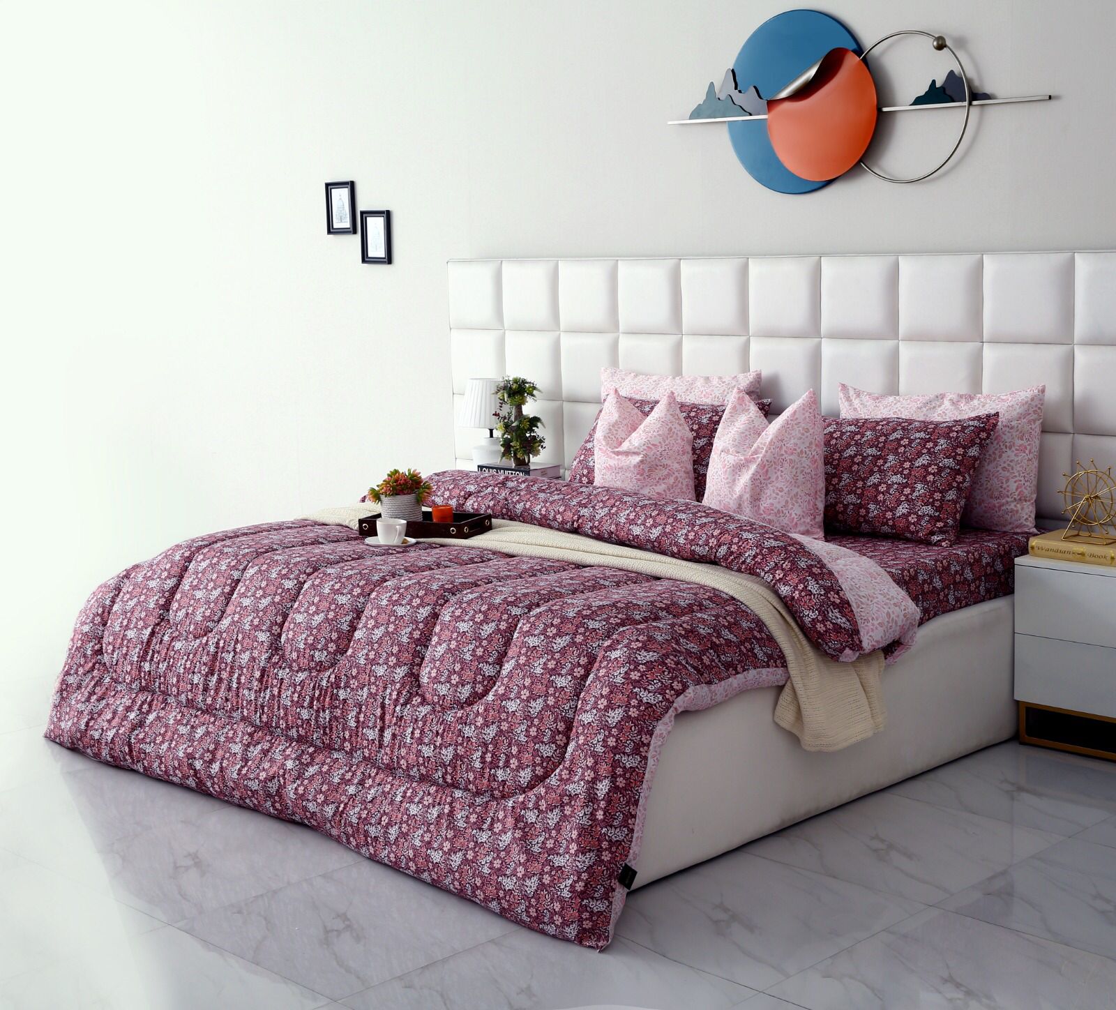 8 PCs Winter Comforter Set-Daisy Day Comforters Apricot