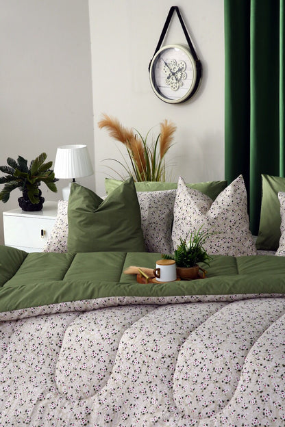 5 PCs Single Comforter Set-Tiny Flowers Comforters Apricot