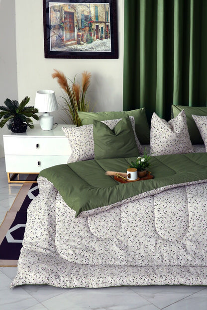5 PCs Single Comforter Set-Tiny Flowers Comforters Apricot