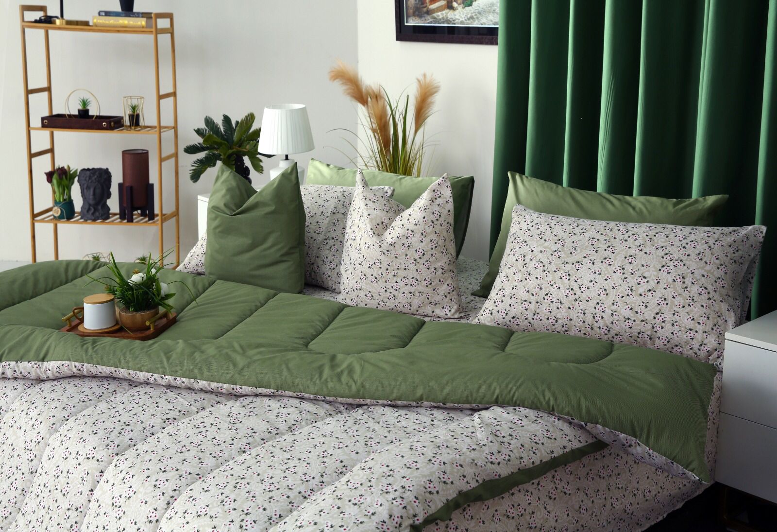 5 PCs Single Comforter Set-Tiny Flowers Comforters Apricot