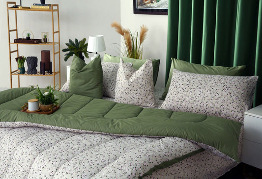 5 PCs Single Comforter Set-Tiny Flowers Comforters Apricot