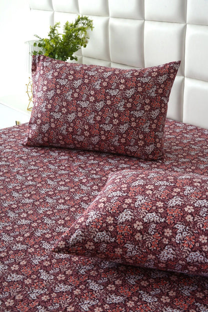 Fitted Bed Sheet-Plum Intricacies Fitted Sheets Apricot