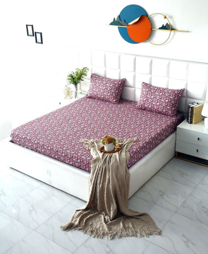Fitted Bed Sheet-Plum Intricacies Fitted Sheets Apricot
