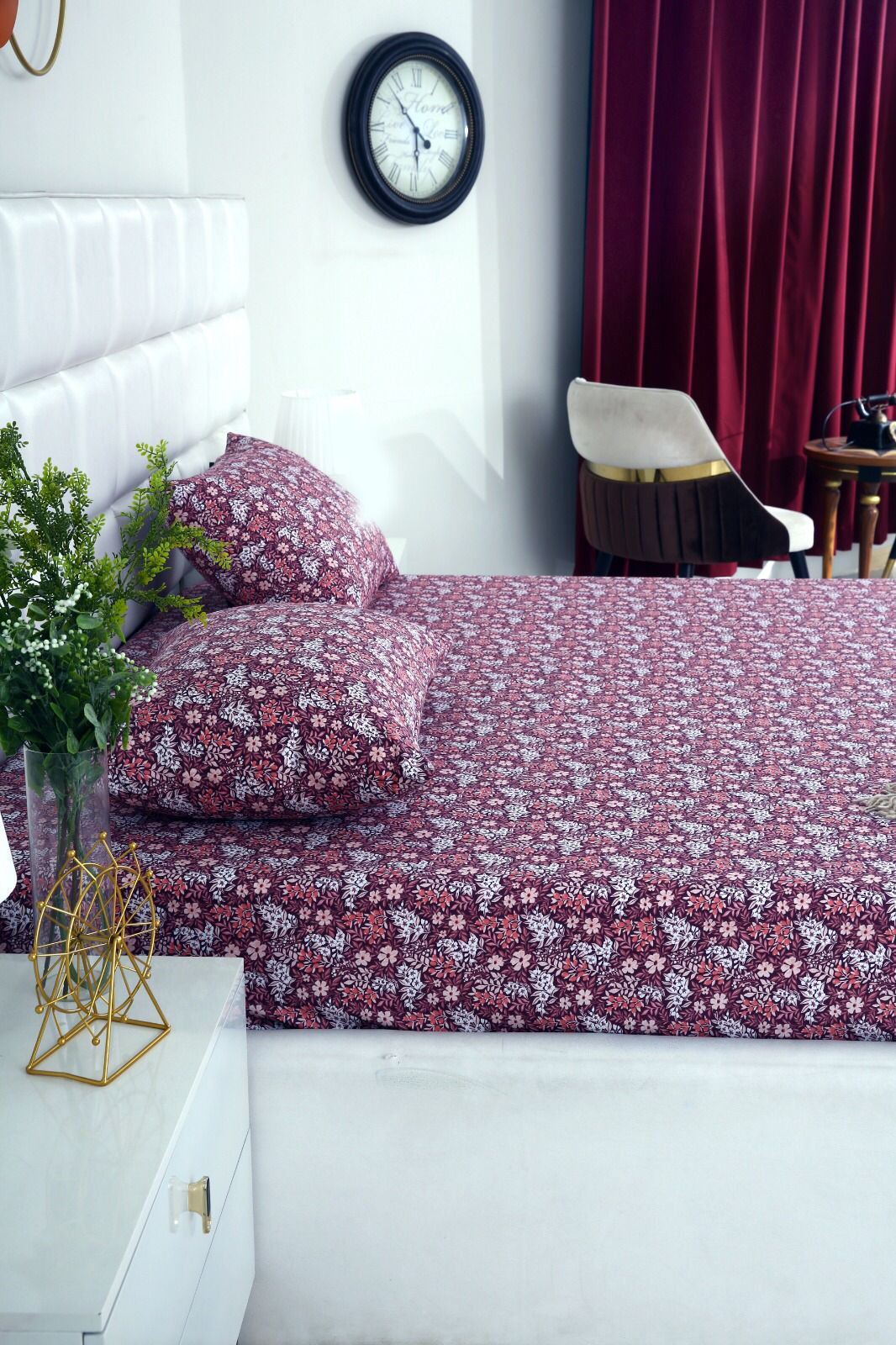 Fitted Bed Sheet-Plum Intricacies Fitted Sheets Apricot