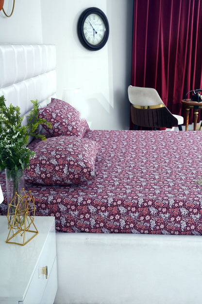 Fitted Bed Sheet-Plum Intricacies Fitted Sheets Apricot