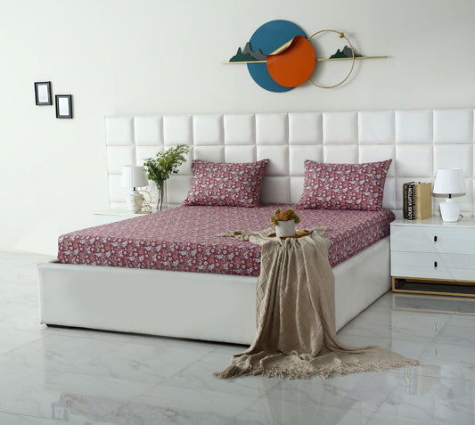 Fitted Bed Sheet-Plum Intricacies Fitted Sheets Apricot