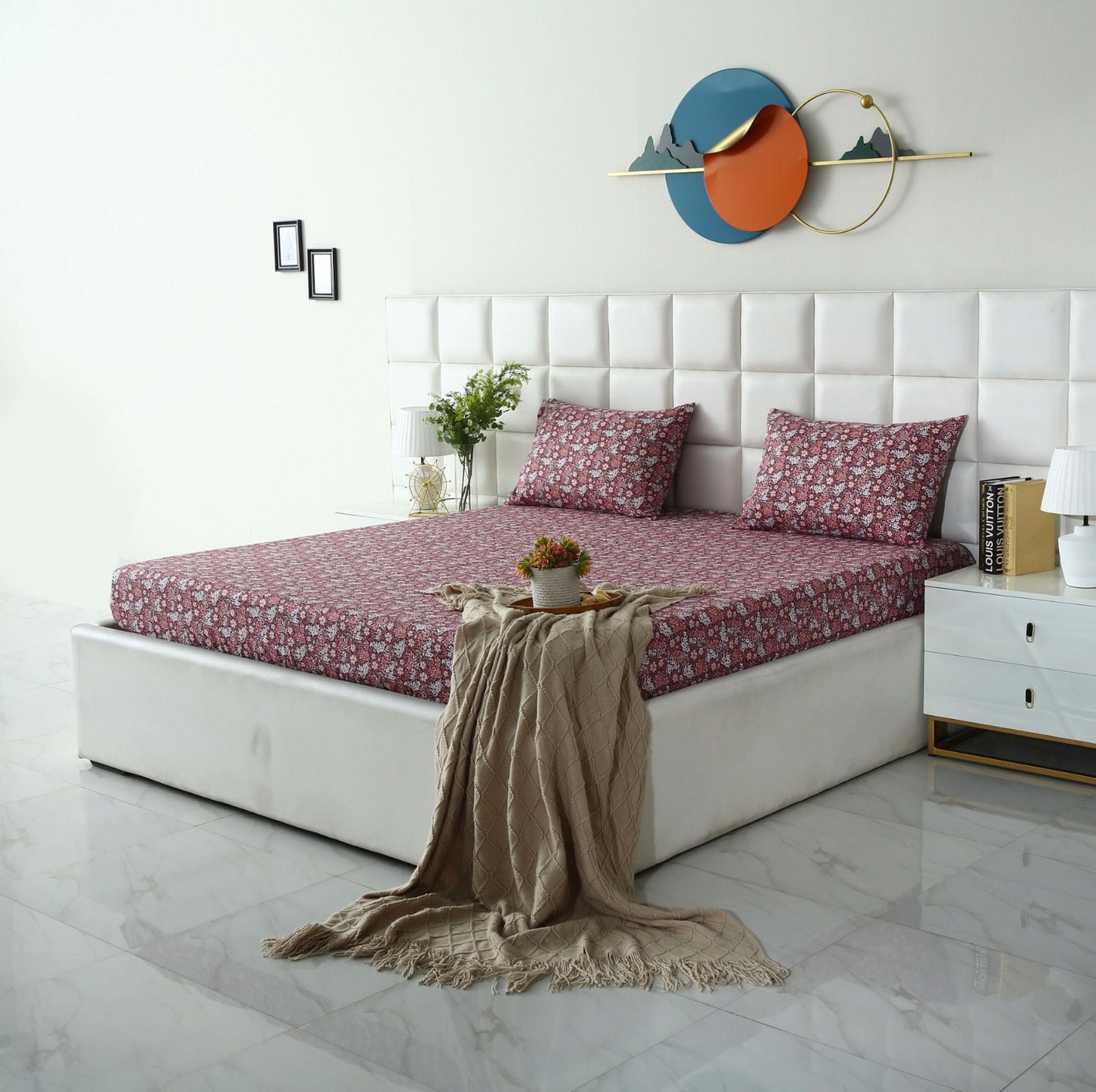 Fitted Bed Sheet-Plum Intricacies Fitted Sheets Apricot