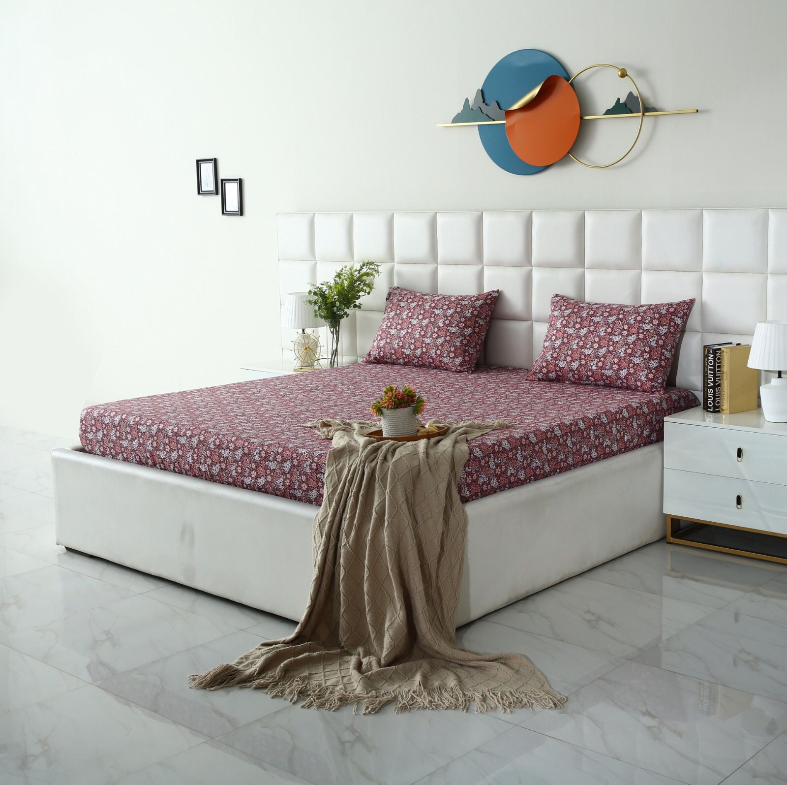 Fitted Bed Sheet-Plum Intricacies Fitted Sheets Apricot