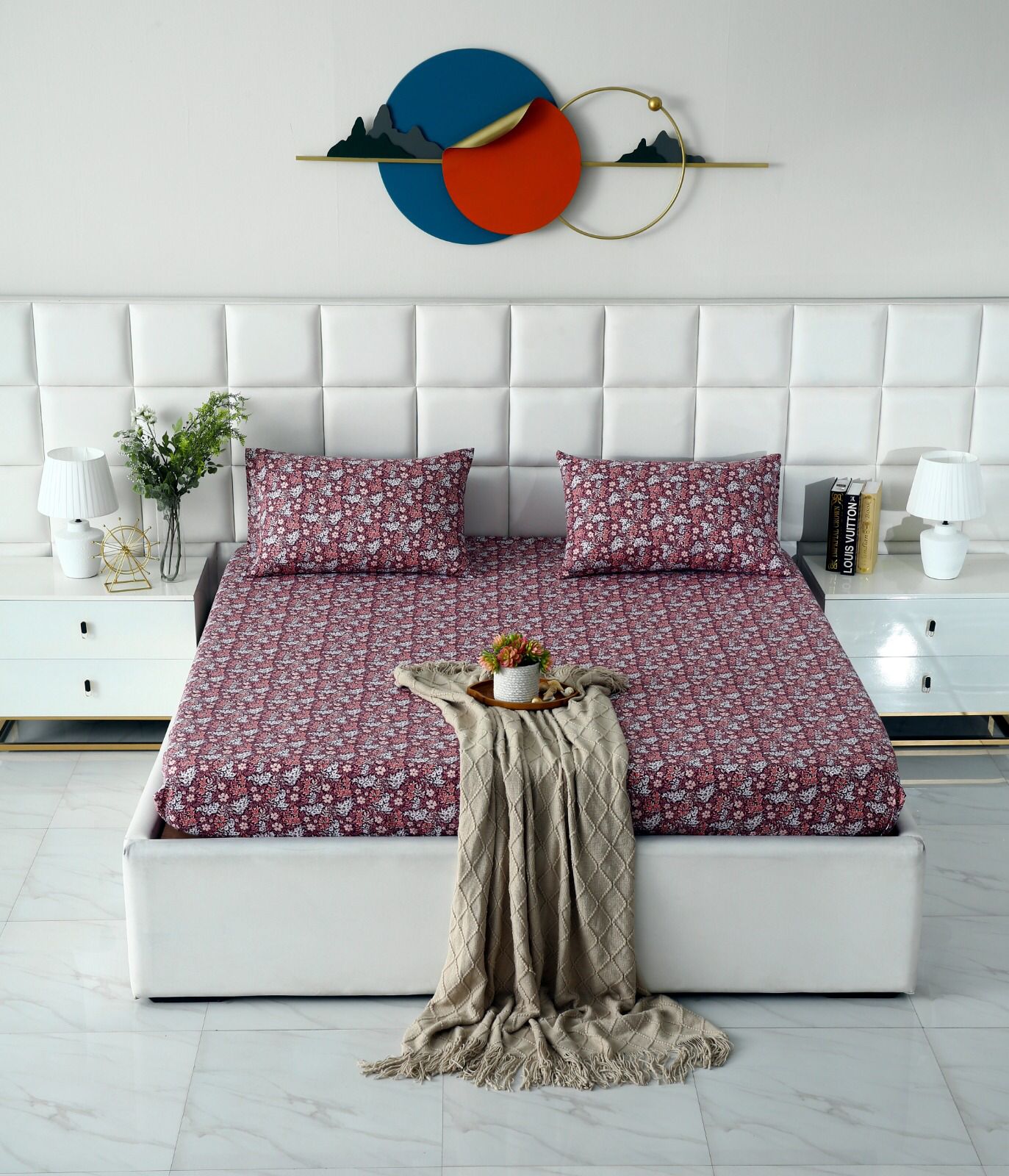 Fitted Bed Sheet-Plum Intricacies Fitted Sheets Apricot