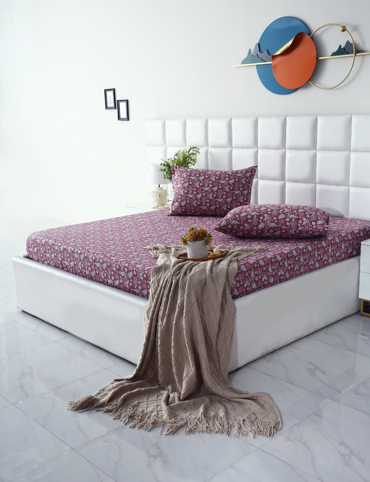 Fitted Bed Sheet-Plum Intricacies Fitted Sheets Apricot