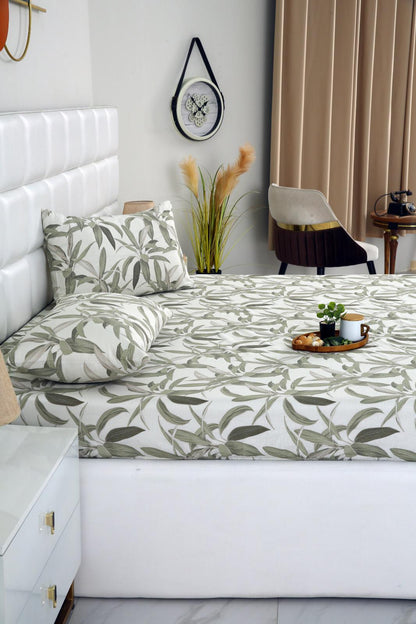 3 PCs Double Bed Sheet-Pine Bed Sheets Apricot