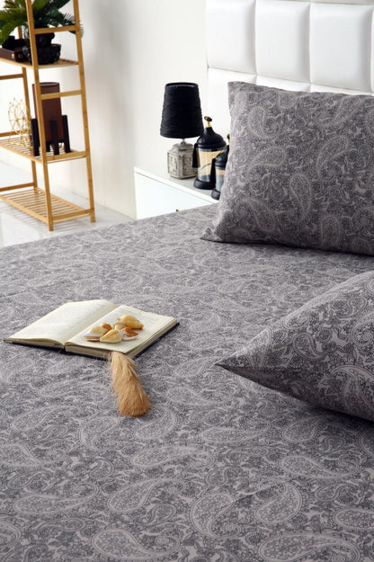 Fitted Bed Sheet-Paisley Fitted Sheets Apricot