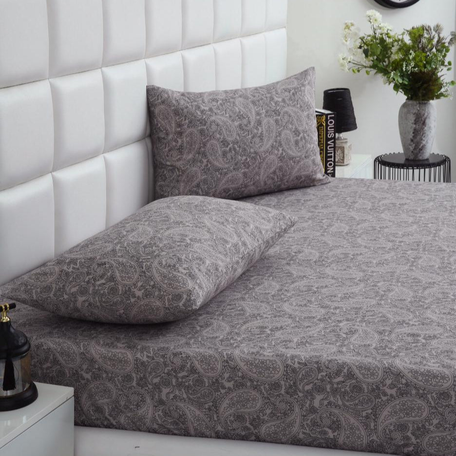 Fitted Bed Sheet-Paisley Fitted Sheets Apricot