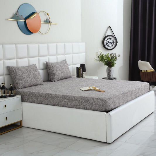 Fitted Bed Sheet-Paisley Fitted Sheets Apricot