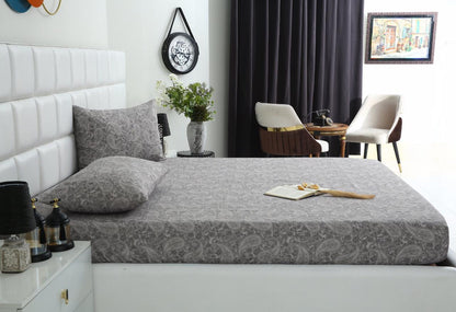 Fitted Bed Sheet-Paisley Fitted Sheets Apricot