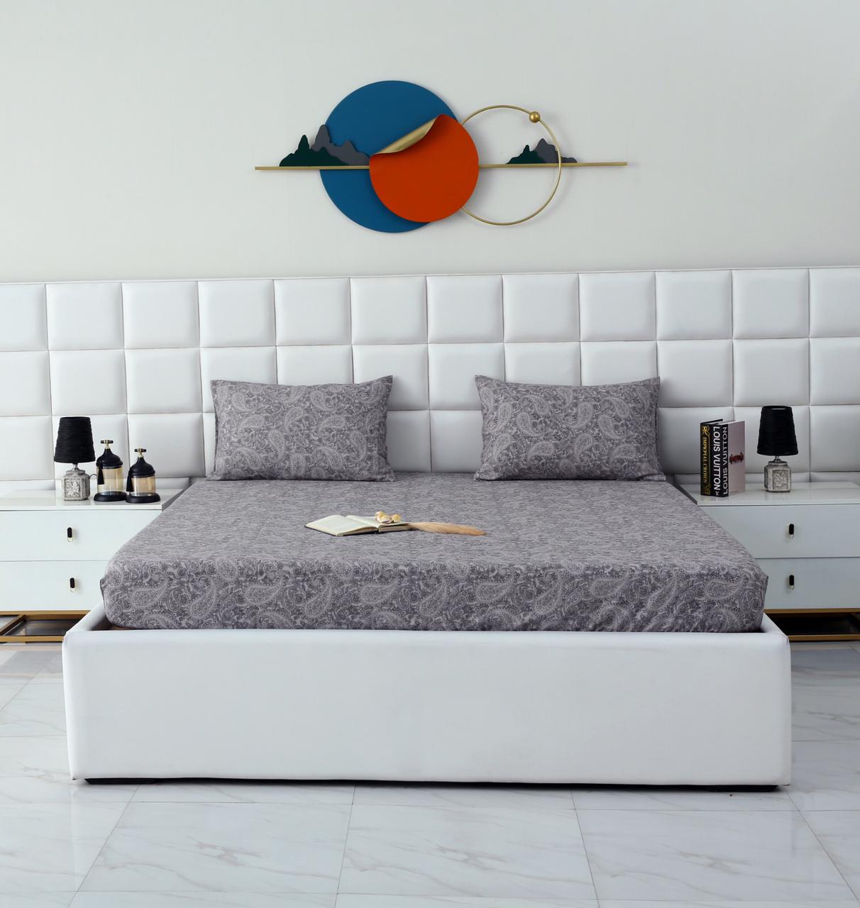 Fitted Bed Sheet-Paisley Fitted Sheets Apricot