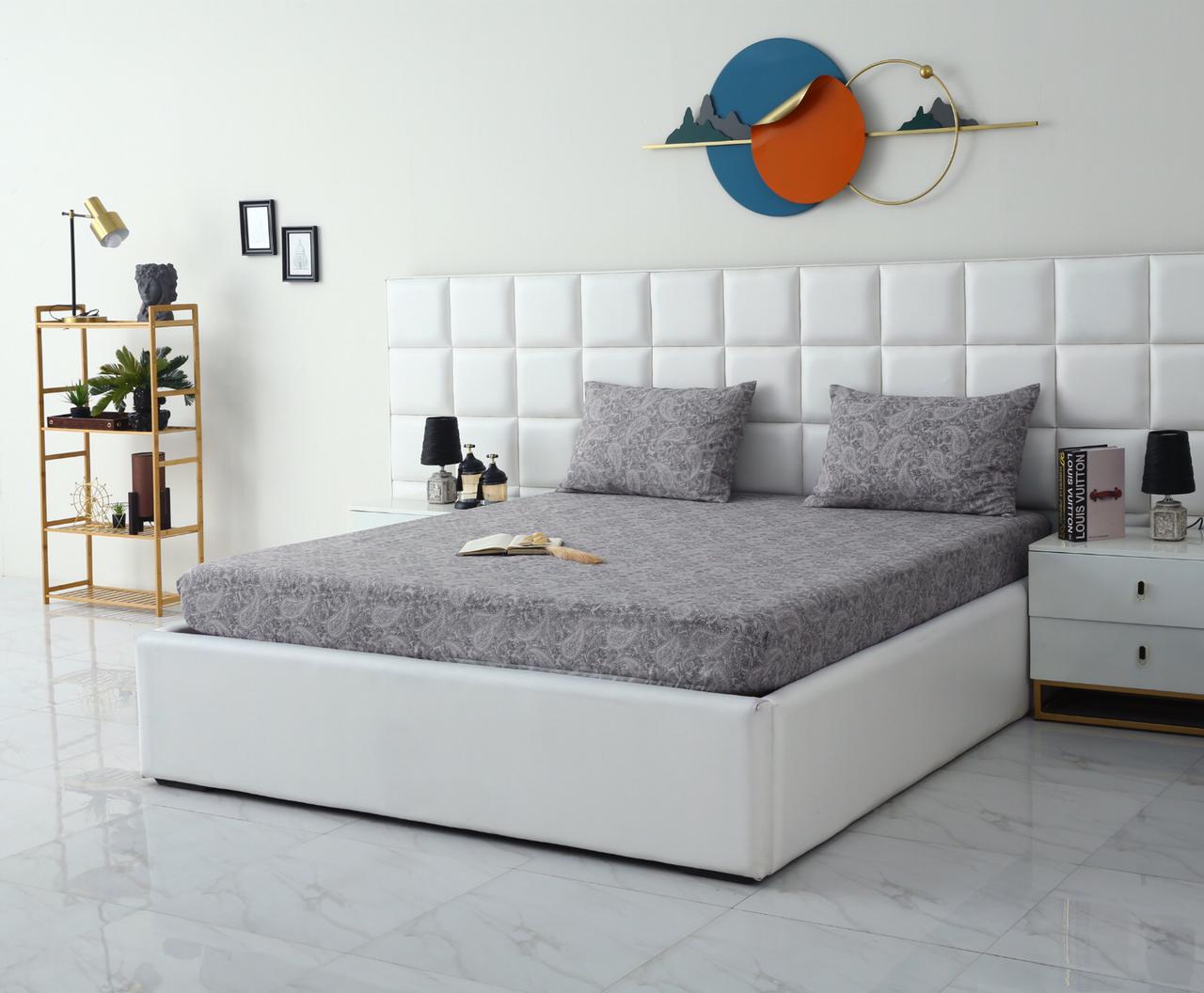 Fitted Bed Sheet-Paisley Fitted Sheets Apricot