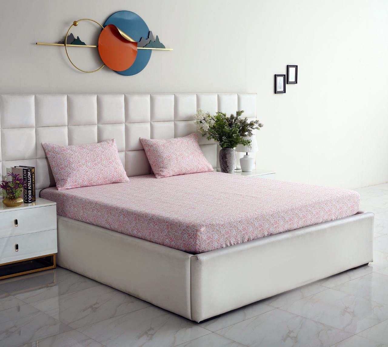 Fitted Bed Sheet-Pastels Pink Fitted Sheets Apricot