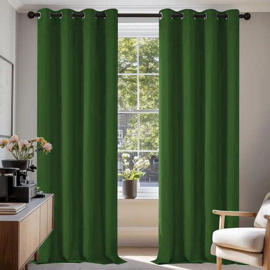 2 PCs Blackout Room Curtains-Olive Curtains Apricot