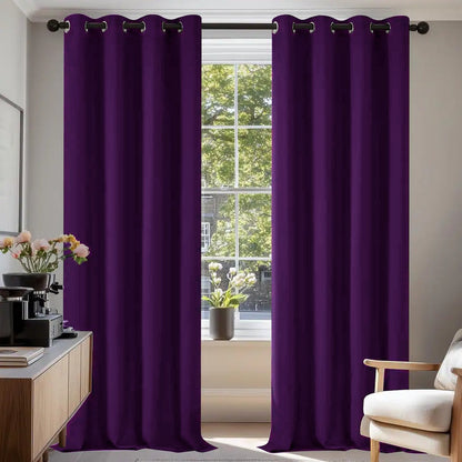 2 PCs Blackout Room Curtains-Purple Curtains Apricot