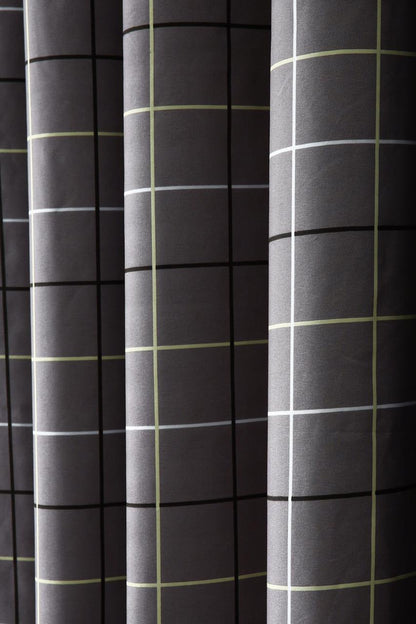 2 PCs Blackout Room Curtains-Multi Check Curtains Apricot