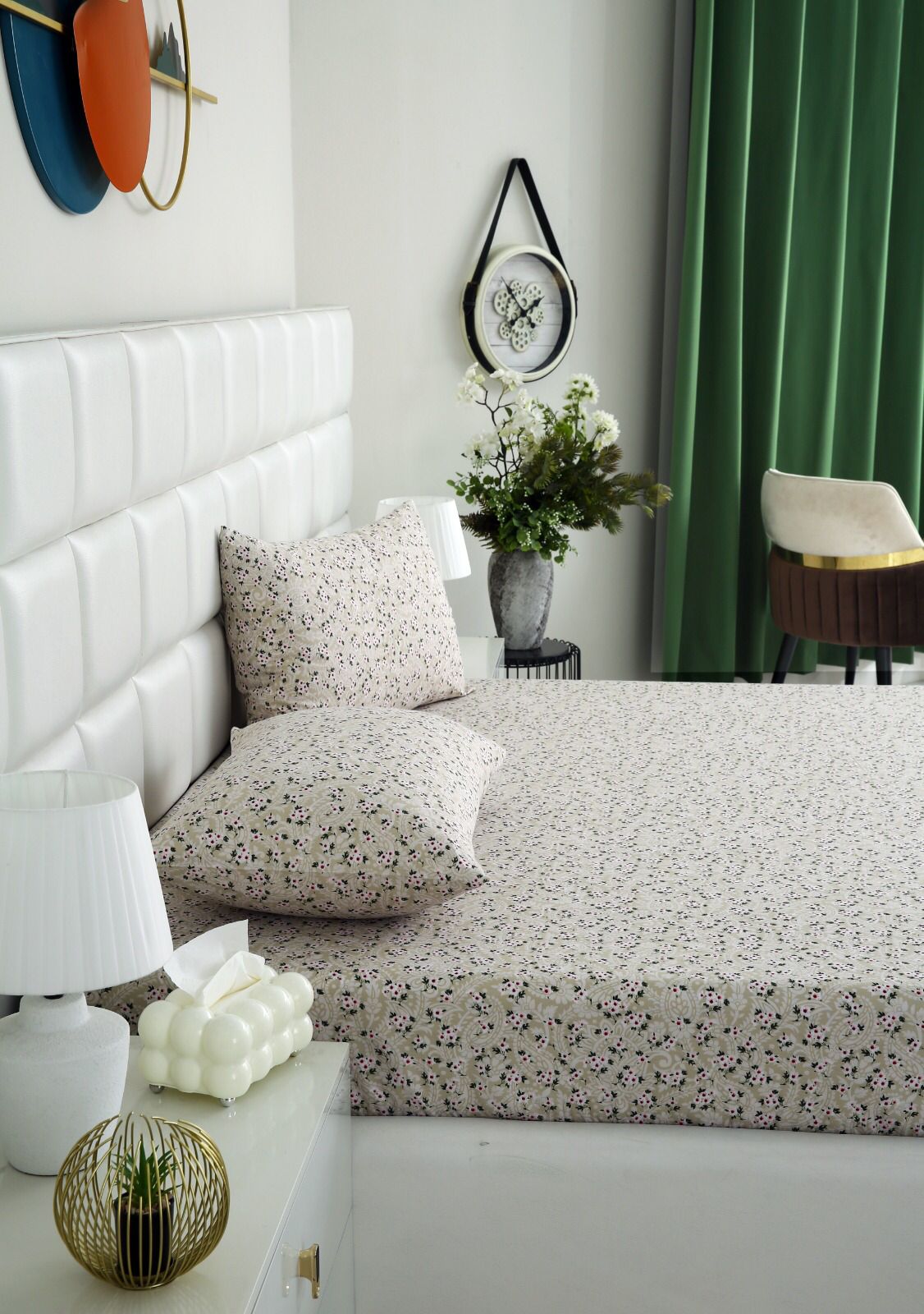 Fitted Bed Sheet-Tiny Blossom Fitted Sheets Apricot