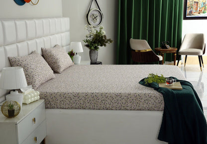 Fitted Bed Sheet-Tiny Blossom Fitted Sheets Apricot