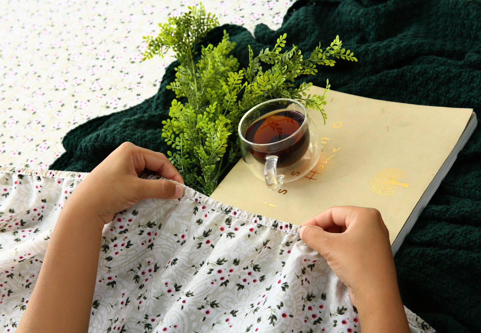 Fitted Bed Sheet-Tiny Blossom Fitted Sheets Apricot