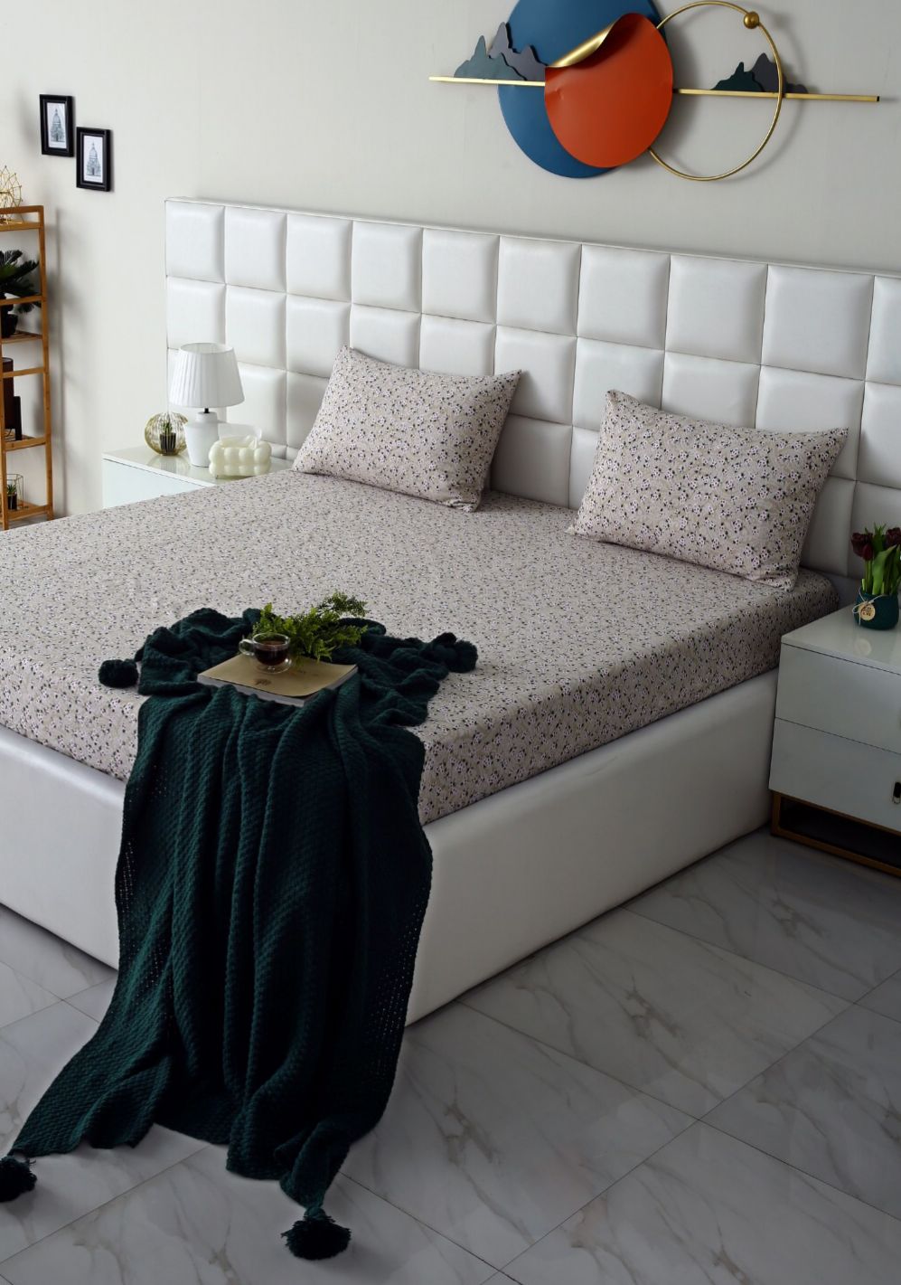 Fitted Bed Sheet-Tiny Blossom Fitted Sheets Apricot