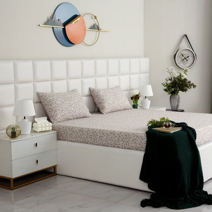 Fitted Bed Sheet-Tiny Blossom Fitted Sheets Apricot