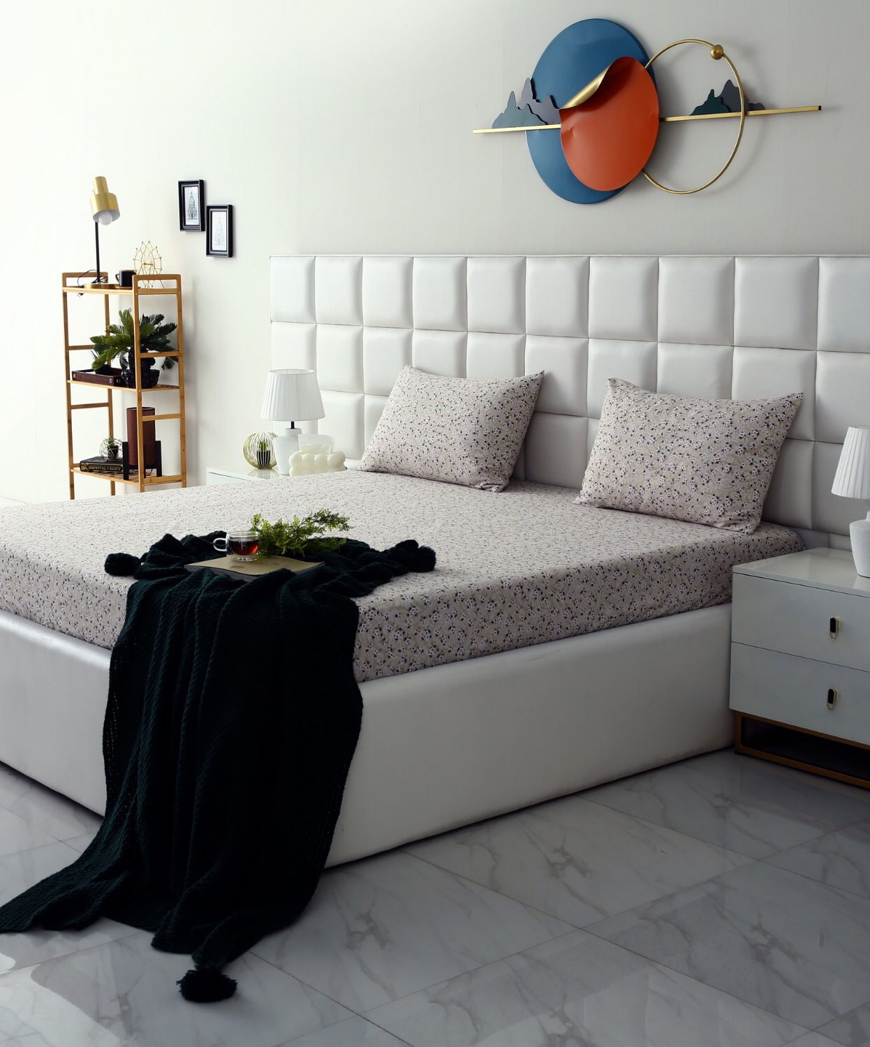 Fitted Bed Sheet-Tiny Blossom Fitted Sheets Apricot