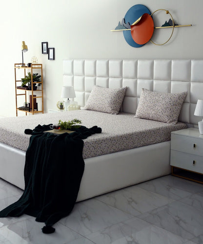 Fitted Bed Sheet-Tiny Blossom Fitted Sheets Apricot