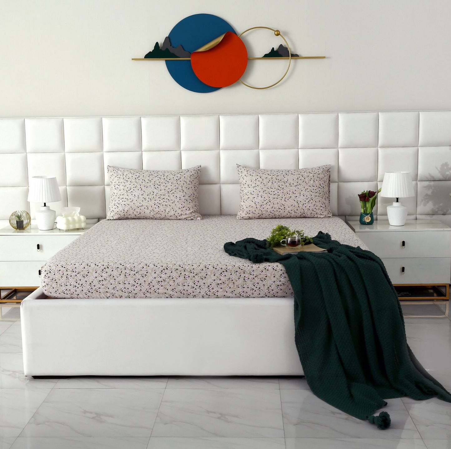 Fitted Bed Sheet-Tiny Blossom Fitted Sheets Apricot