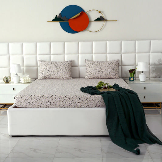 Fitted Bed Sheet-Tiny Blossom Fitted Sheets Apricot