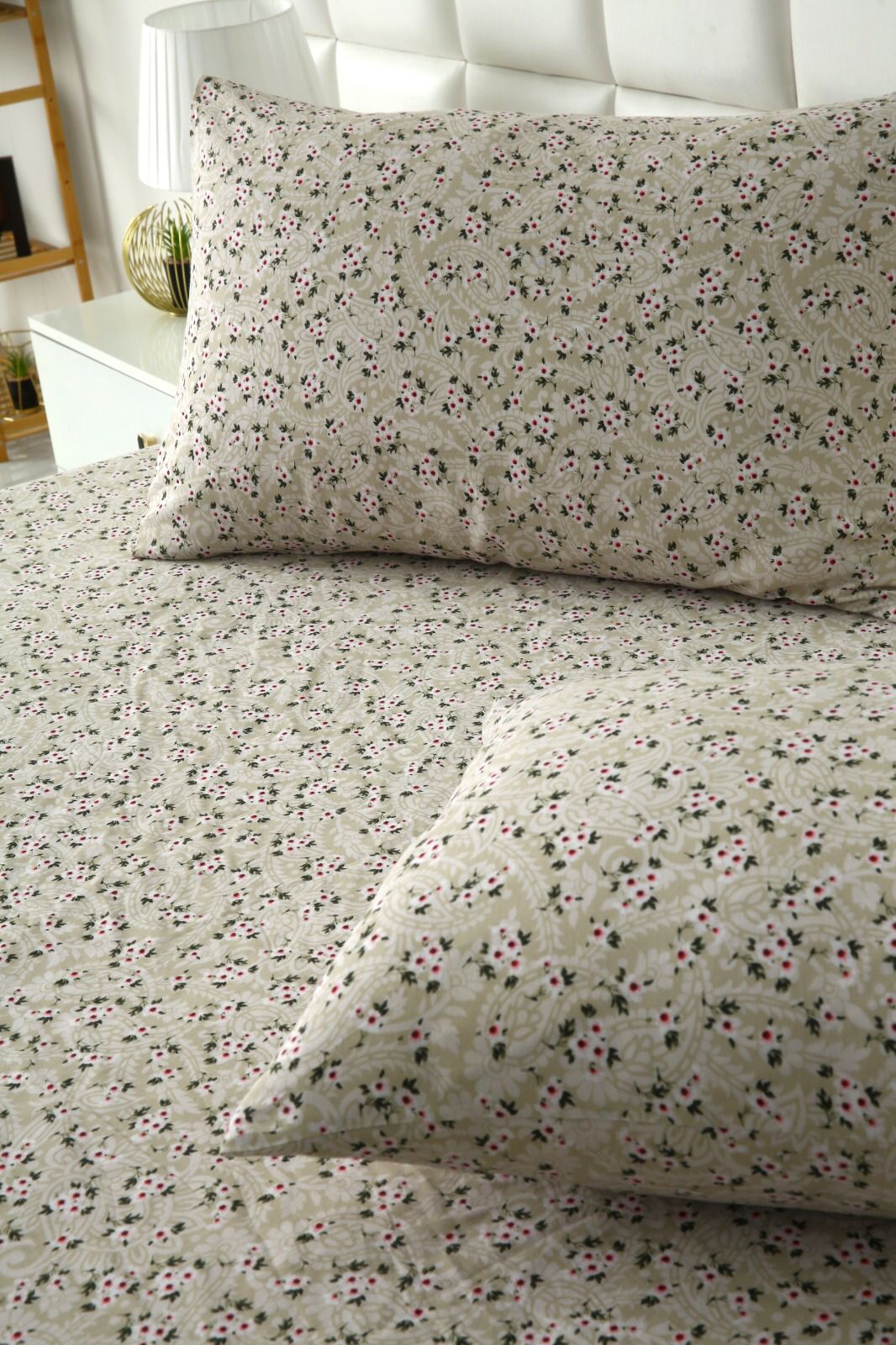 Fitted Bed Sheet-Tiny Blossom Fitted Sheets Apricot