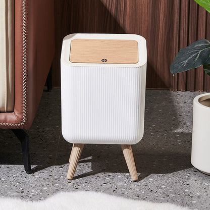 Indoor trash Bin With Wooden Feets-SA2408-109 Bathroom Accessory Sets Apricot