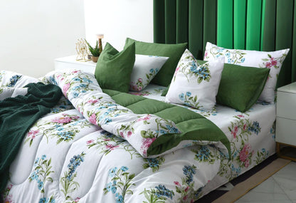 8 PCs Winter Comforter Set-Green Lotus Comforters Apricot