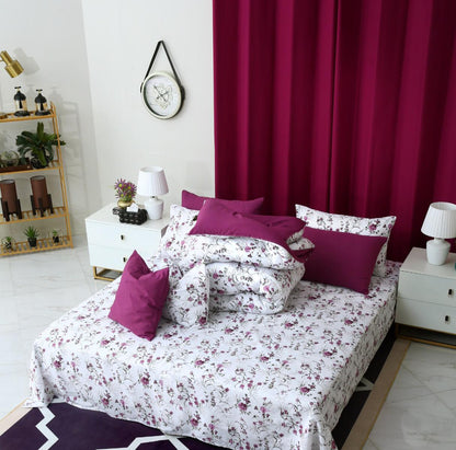 8 PCs Winter Comforter Set-Plum Petals Comforters Apricot