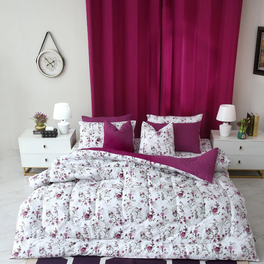 8 PCs Winter Comforter Set-Plum Petals Comforters Apricot