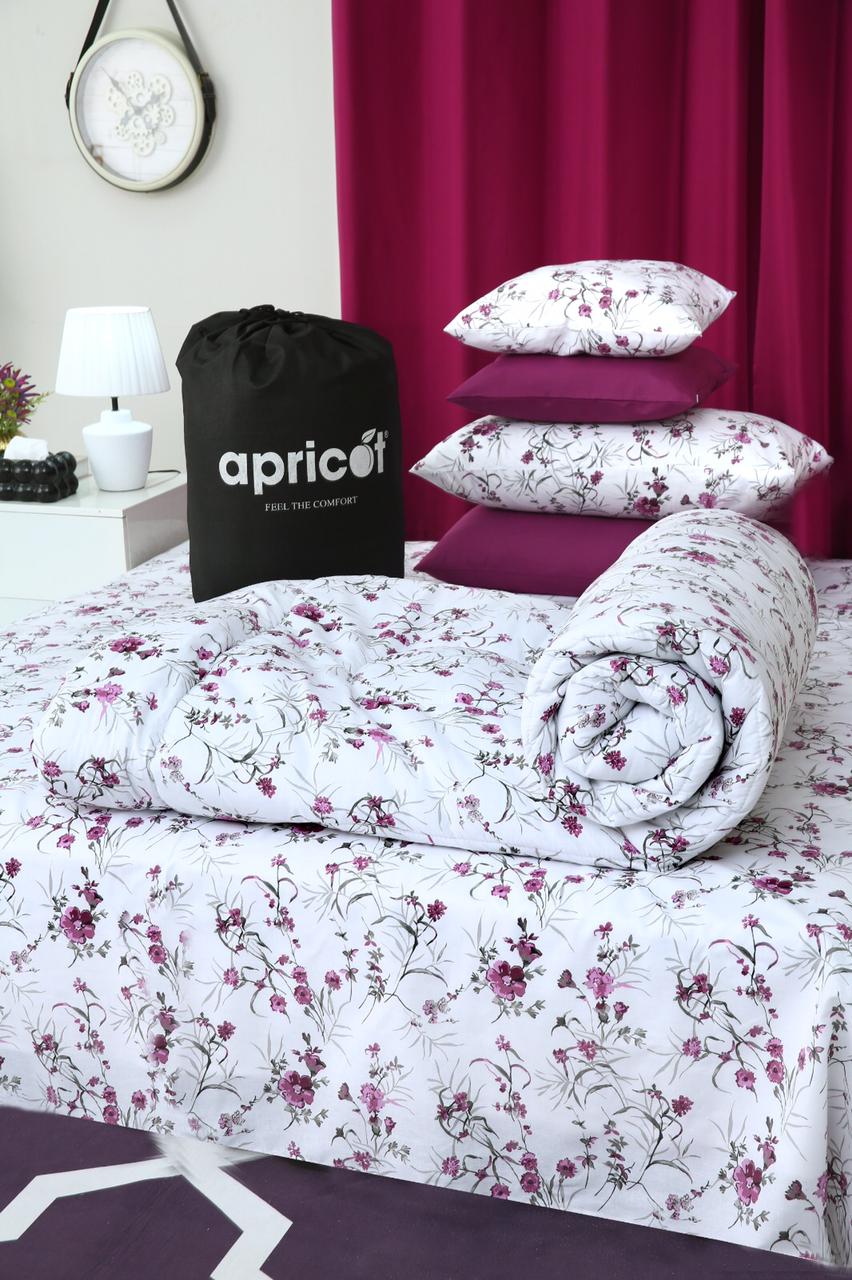 8 PCs Winter Razai Set-Plum Petals Comforters Apricot
