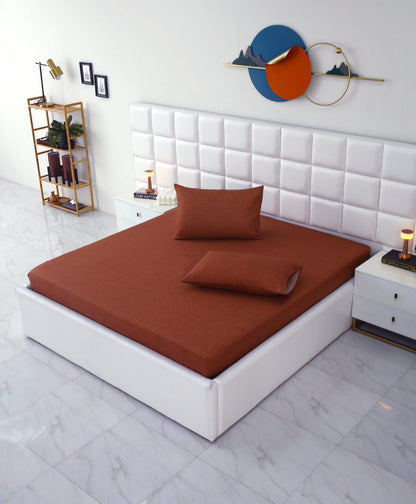 Fitted Bed Sheet-Brown Texture Fitted Sheets Apricot