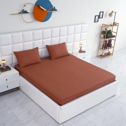 Fitted Bed Sheet-Brown Texture Fitted Sheets Apricot