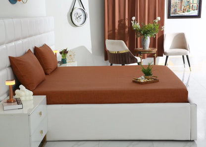 Fitted Bed Sheet-Brown Texture Fitted Sheets Apricot