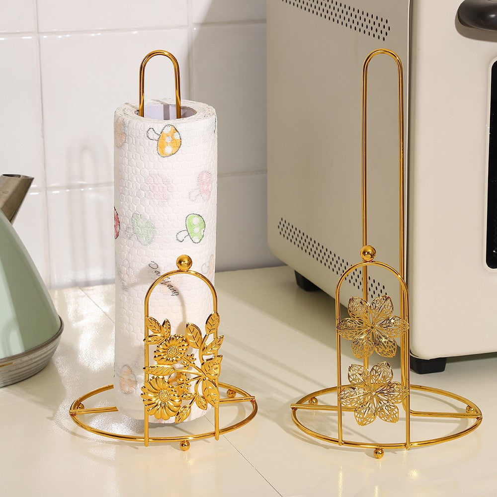 Stainless Steel Tissue Roll Holder-Flowers Tissue Box Apricot