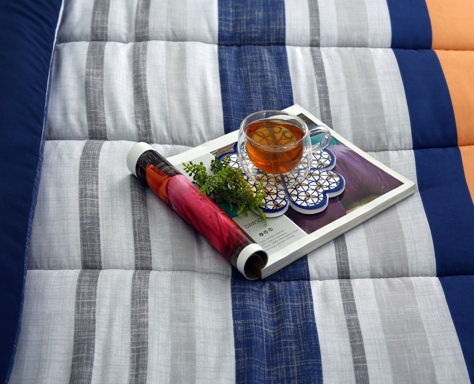 8 PCs Winter Comforter Set-Multi Bands Comforters Apricot