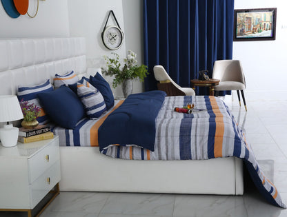 8 PCs Winter Comforter Set-Multi Bands Comforters Apricot